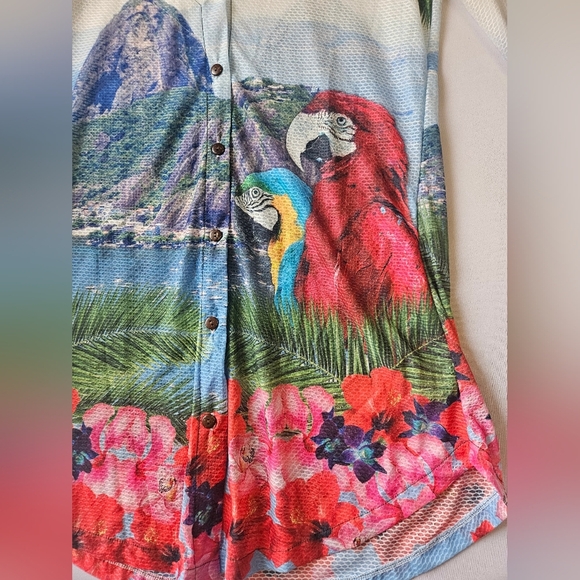 Energia Natural -Size S Tropical Print Button-Up Women's Top - Picture 2 of 6